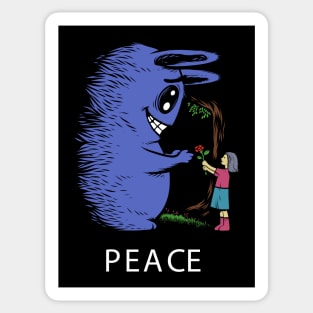 Peace monster doodle flower girl Sticker